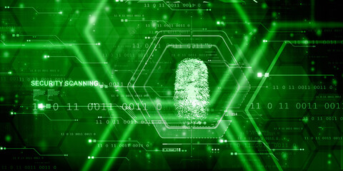 2d Illustration Fingerprint Scanning Technology Concept 