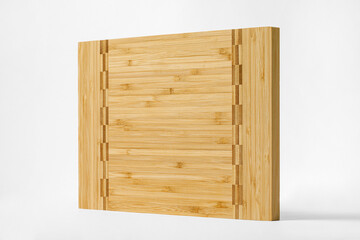 Rectangular bamboo cutting board with white background
