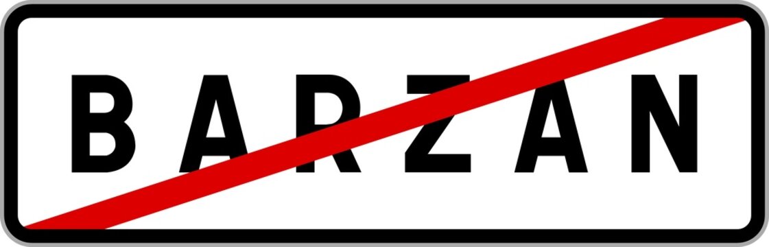 Panneau sortie ville agglom&eacute;ration Barzan / Town exit sign Barzan