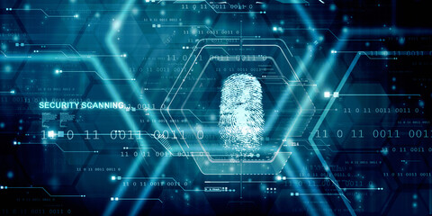 2d Illustration Fingerprint Scanning Technology Concept 