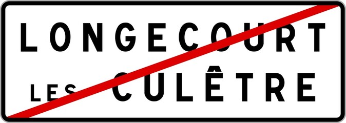 Panneau sortie ville agglomération Longecourt-lès-Culêtre / Town exit sign Longecourt-lès-Culêtre