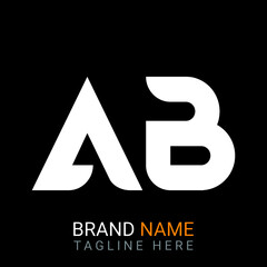 Ab Letter Logo design. black background.