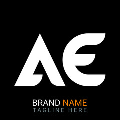 Ae Letter Logo design. black background.