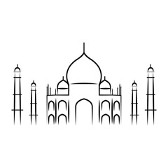 Isolated outline of a taj mahal landmark Vector
