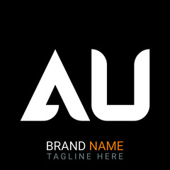 Au Letter Logo design. black background.