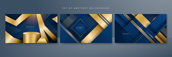 Golden abstract shapes on blue background