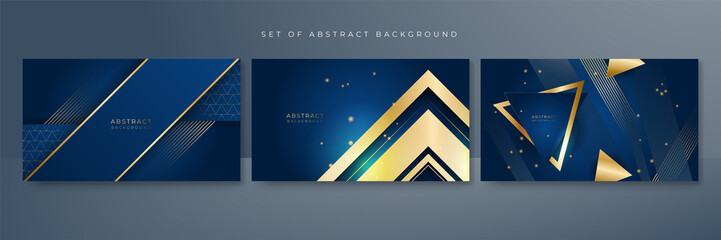 Golden abstract shapes on blue background