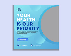 Healthcare social media post template design and Medical Social Media Post vector Template.