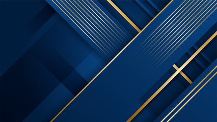 Golden abstract shapes on blue background