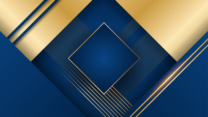 Golden abstract shapes on blue background