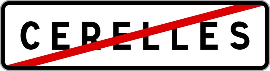 Panneau sortie ville agglomération Cerelles / Town exit sign Cerelles