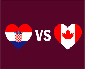 Croatia And Canada Flag Heart Symbol Design Europe And North America football Final Vector European And North American Countries Football Teams Illustration