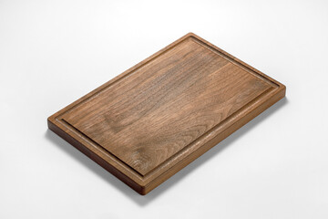 Burnt wood cutting board on white background