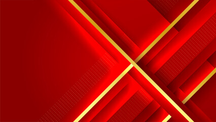 Fototapeta premium Abstract red and gold shapes background