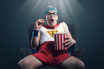 Funny superhero watching movies