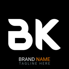Bk Letter Logo design. black background.