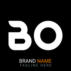 Bo Letter Logo design. black background.