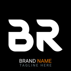 Br Letter Logo design. black background.