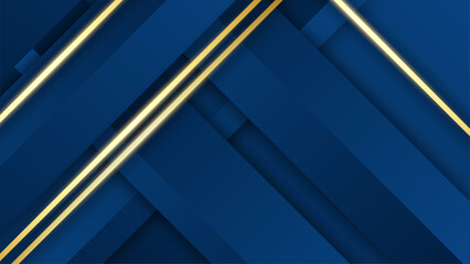 Abstract template dark blue luxury premium background with luxury geometric pattern and gold lighting lines.