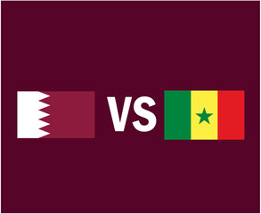 Qatar And Senegal Flag Emblem Symbol Design Africa And Asia football Final Vector African And Asian Countries Football Teams Illustration