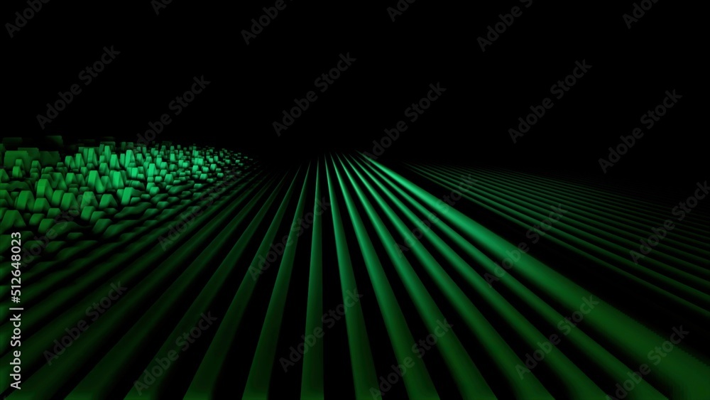 Poster abstract colorful gradient animation on a blackbackground. motion of green geometric patterns, which