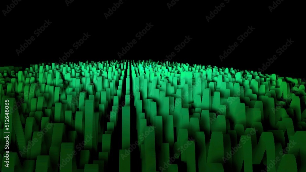 Poster abstract colorful gradient animation on a blackbackground. motion of green geometric patterns, which