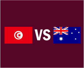 Tunisia And Australia Flag Emblem Symbol Design Africa And Asia football Final Vector African And Asian Countries Football Teams Illustration