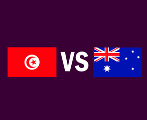 Tunisia And Australia Flag Emblem Symbol Design Africa And Asia football Final Vector African And Asian Countries Football Teams Illustration