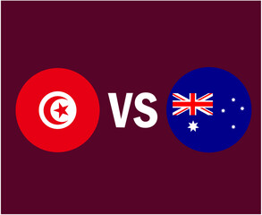 Tunisia And Australia Flag Symbol Design Africa And Asia football Final Vector African And Asian Countries Football Teams Illustration