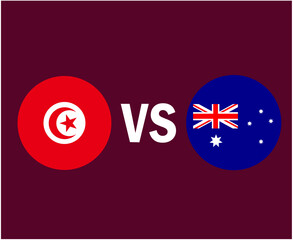 Tunisia And Australia Flag Symbol Design Africa And Asia football Final Vector African And Asian Countries Football Teams Illustration