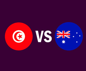 Tunisia And Australia Flag Symbol Design Africa And Asia football Final Vector African And Asian Countries Football Teams Illustration