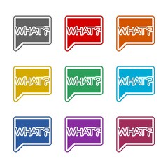 What icon isolated on white background. Set icons colorful