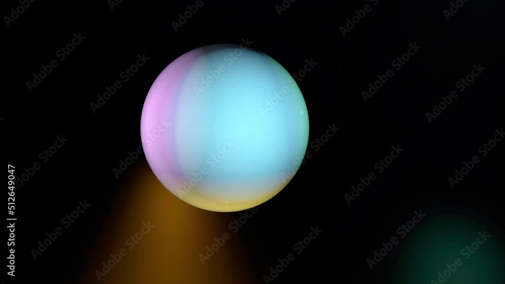Poster animation of abstract blur colorful ball moving around on a black background. colorful and minimalis