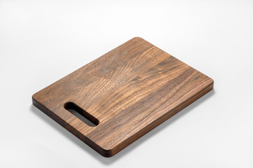 Burnt wood cutting board on white background