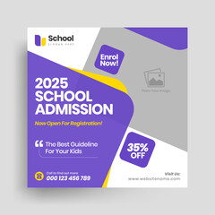 School admission social media post | instagram post web banner | back to school social media post.
