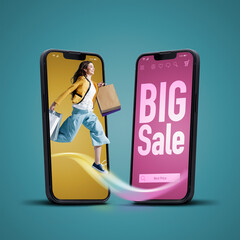 Online shopping big sale on smartphone