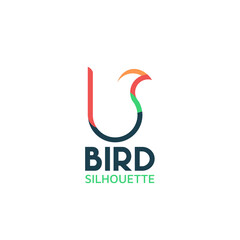 Abstract bird logo icon in multicolor vector illustration isolated on white background