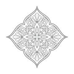 Detailed line ornamental Mandala illustration with 
floral outline circular pattern