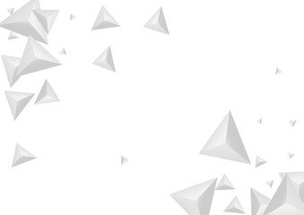 Greyscale Polygon Background White Vector. Fractal Technology Texture. Grizzly Classic Illustration. Origami Effect. Hoar Triangle Card.