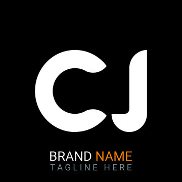 Cj Letter Logo Design. Black Background.