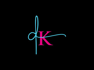 Initials DK Signature Logo, Signature Dk kd Letter Logo Image For Apparel or Clothing Business