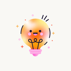 Cute Light Bulb Vector Gradient Illustration. Innovative creative startup idea Trendy Icon. Isolated thinking and business Insight concept