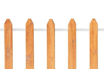 Decorative wooden fence in the yard of the house isolated on white background