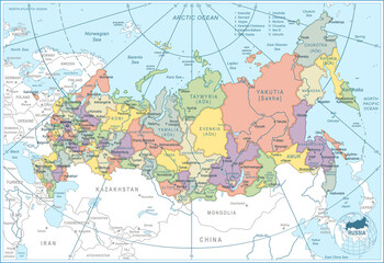 Fototapeta na wymiar Map of Russia - highly detailed vector illustration
