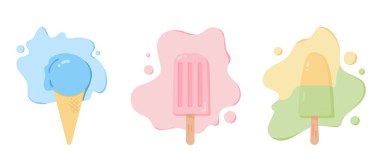 Melted ice cream popsicle on summertime.
