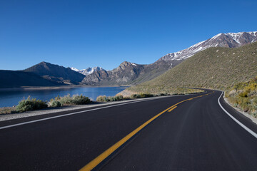 Lake road in mountains