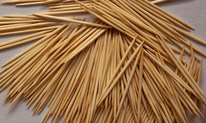 wooden toothpicks on a white background