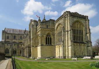 Fototapeta premium Cathedral of Winchester. View of the Gothic and Romanesque apse. England. United Kingdom.