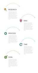 Fototapeta premium Vertical infographic design with icons and 5 options or steps. Thin line. Infographics business concept. Can be used for info graphics, flow charts, presentations, mobile web sites, printed materials.