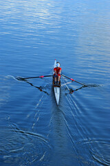 Rowing, boat, sport, blue water © Roman Sverediuk